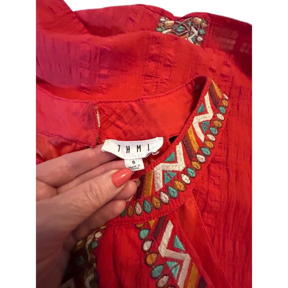 THML Red Embroidered Halter Mini Dress - Size S - Picture 12 of 16